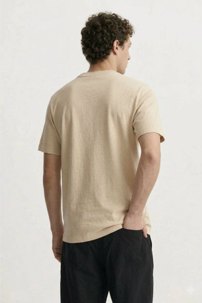 Men's beige classic fit Cotton T-Shirt