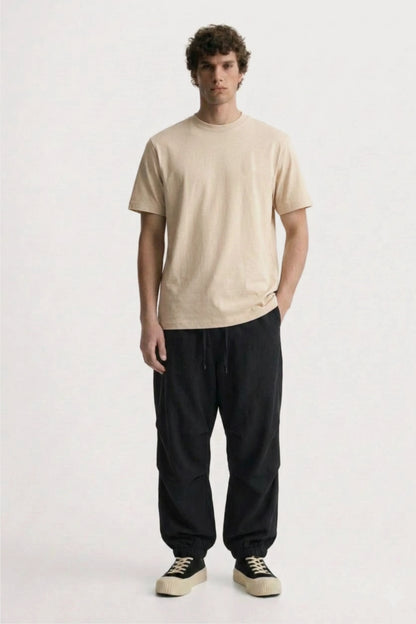 Men's beige classic fit Cotton T-Shirt