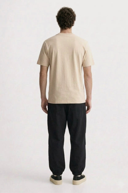 Men's beige classic fit Cotton T-Shirt