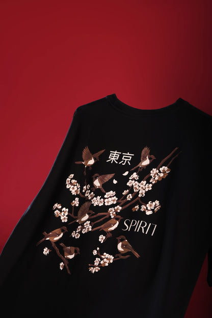 Men's Black Tokyo Spring Oversized T-Shirt