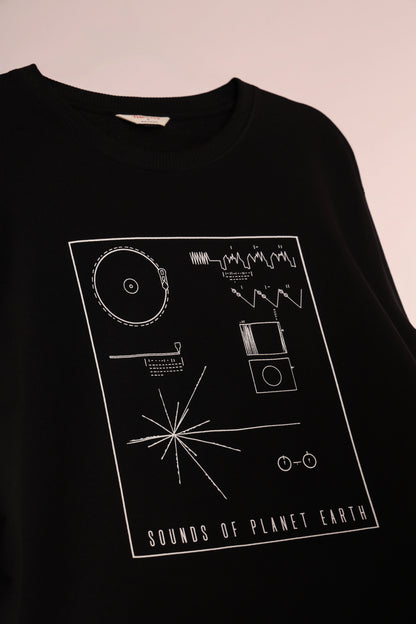 Men's Black Sounds of Planet Earth Oversized T-Shirt