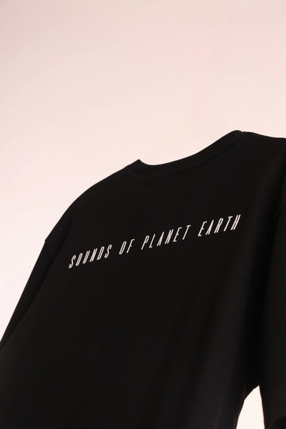 Men's Black Sounds of Planet Earth Oversized T-Shirt