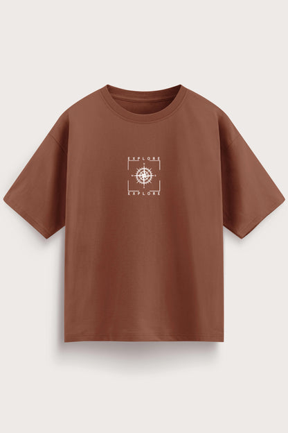 Men's Brown Explore Oversized T-Shirt