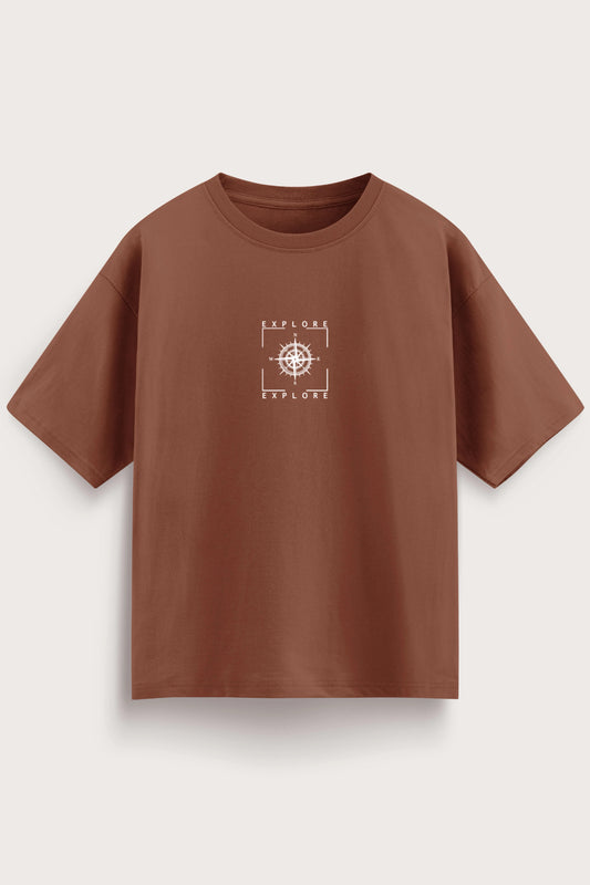 Men's Brown Explore Oversized T-Shirt