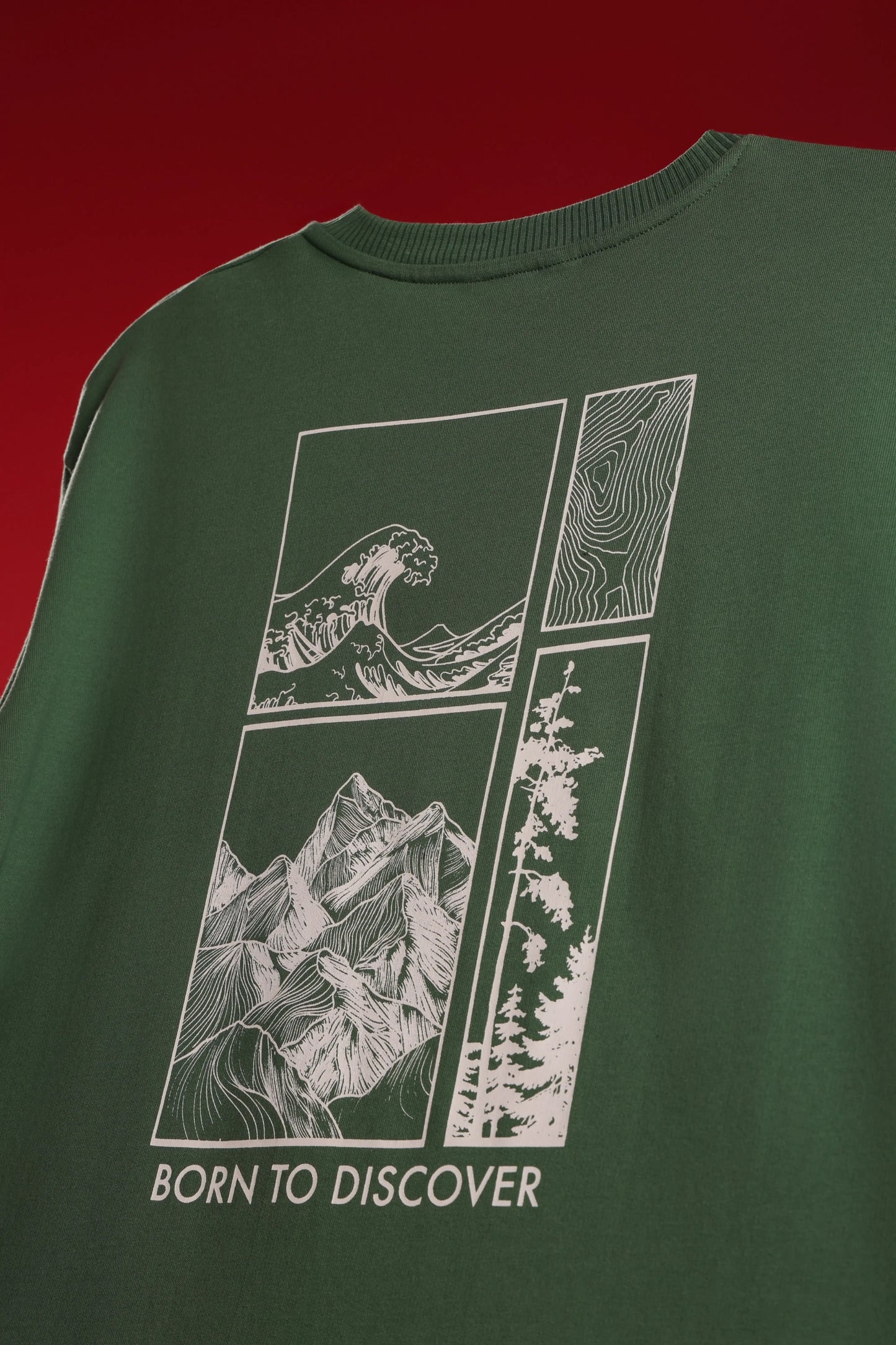 Men's Green Born to Discover Oversized T-Shirt