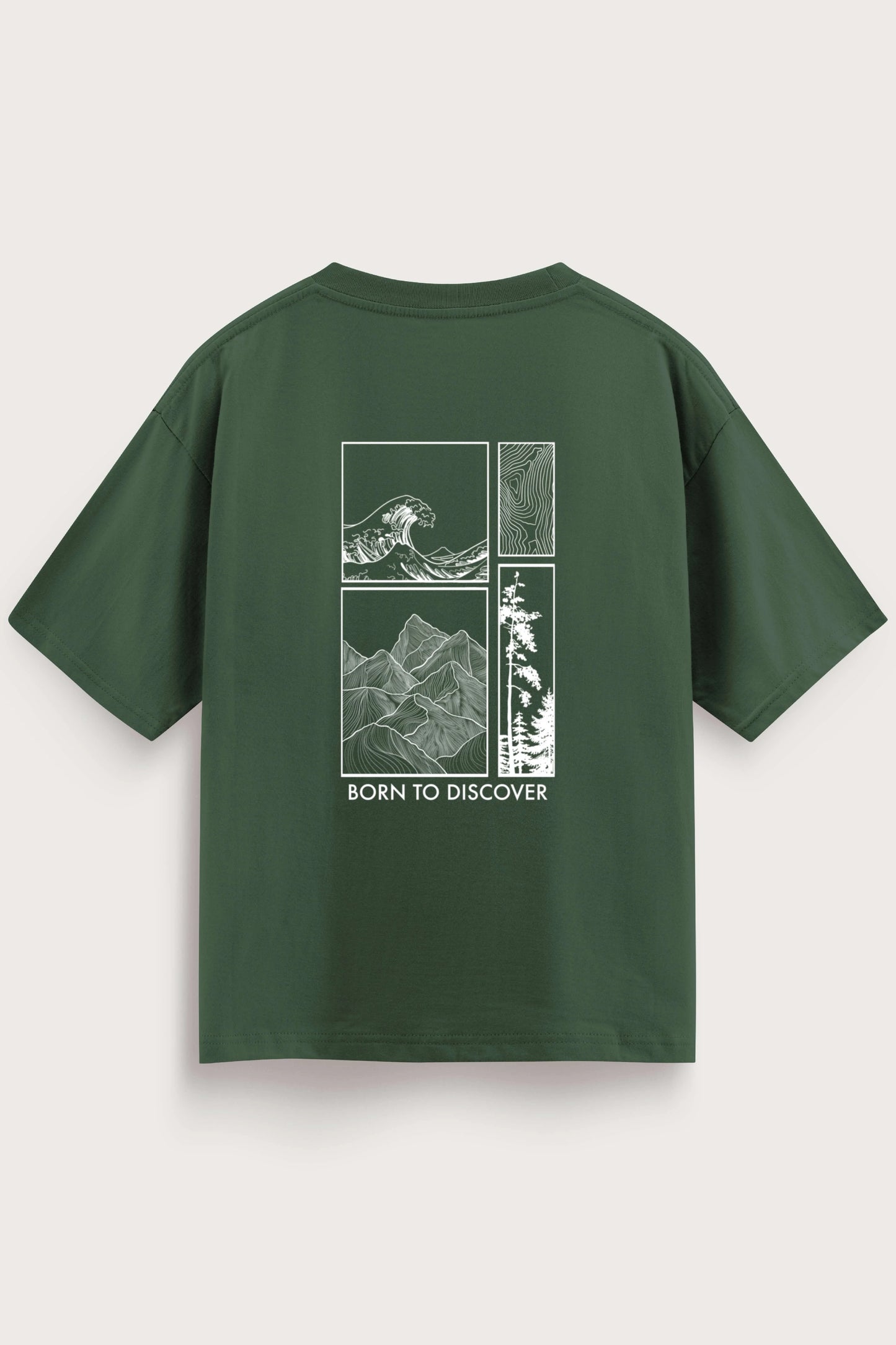 Men's Green Born to Discover Oversized T-Shirt