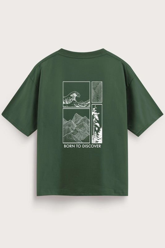 Men's Green Born to Discover Oversized T-Shirt