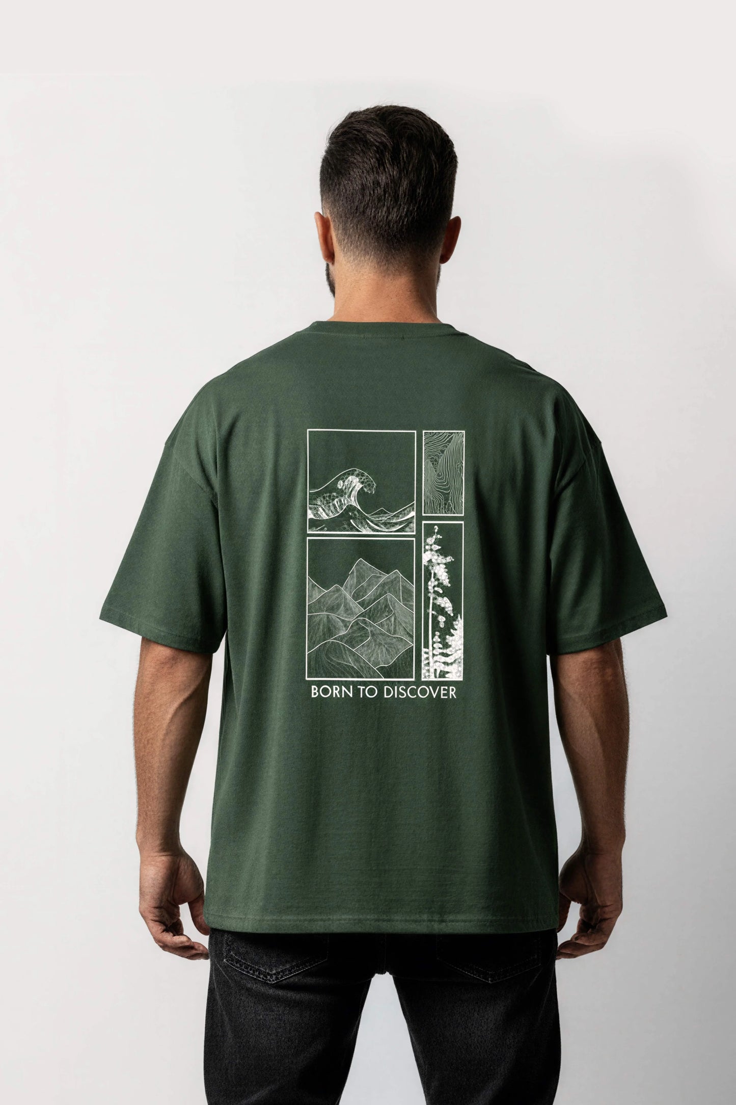 Men's Green Born to Discover Oversized T-Shirt