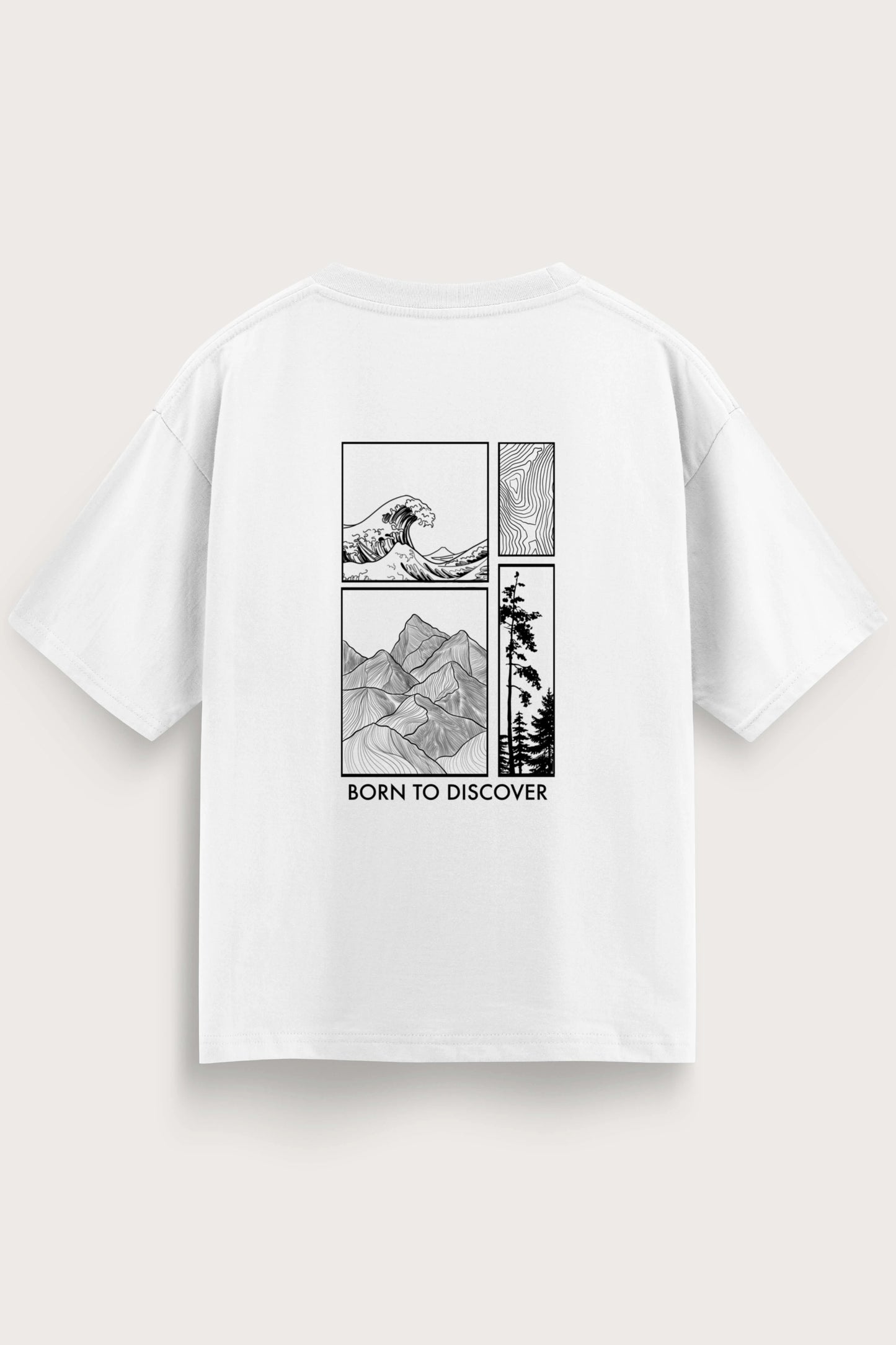 Men's White Born to Discover Oversized T-Shirt