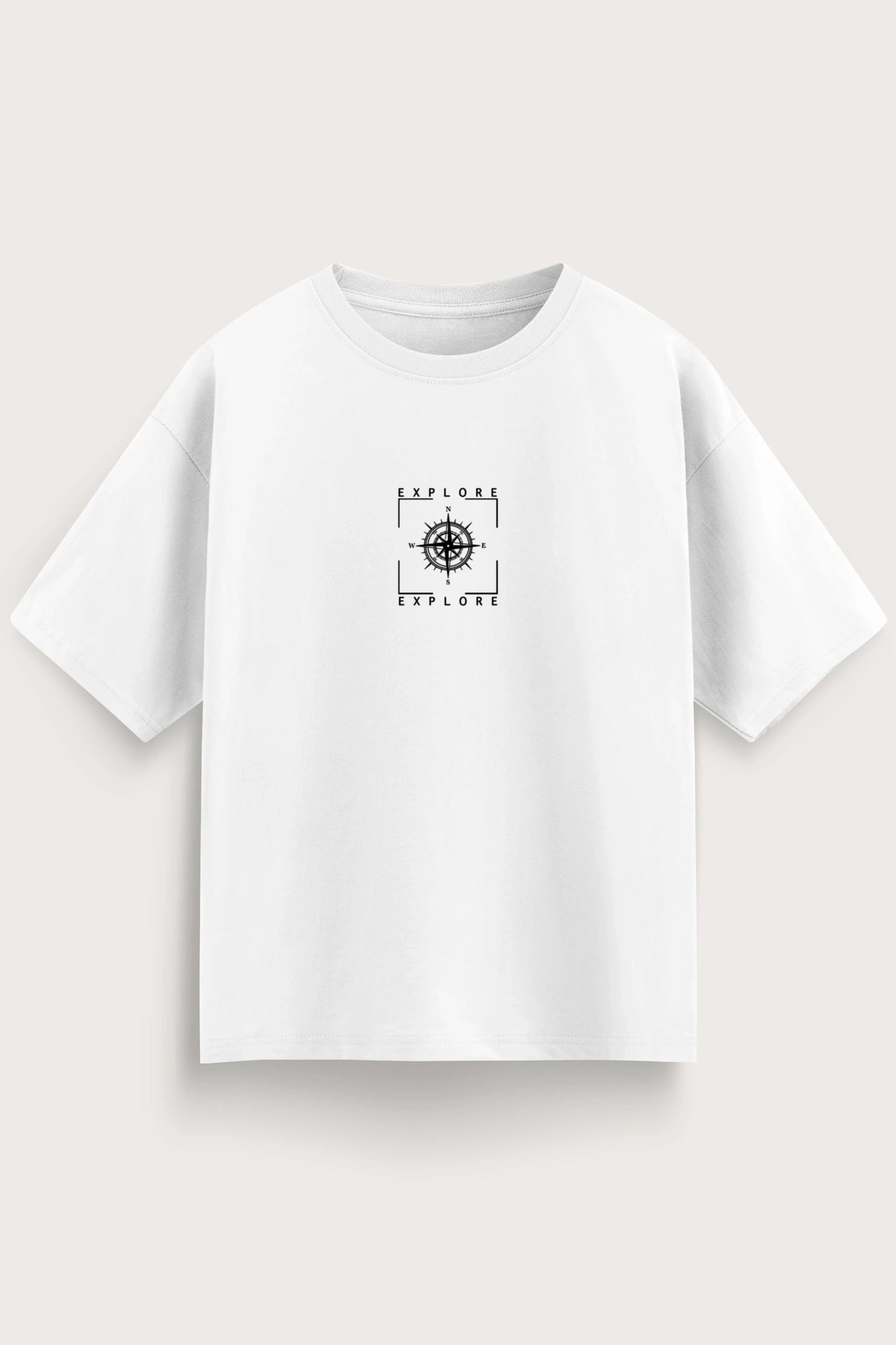 Men's White Explore Oversized T-Shirt