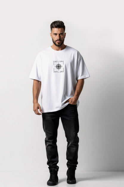 Men's White Explore Oversized T-Shirt