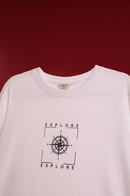 Men's White Explore Oversized T-Shirt