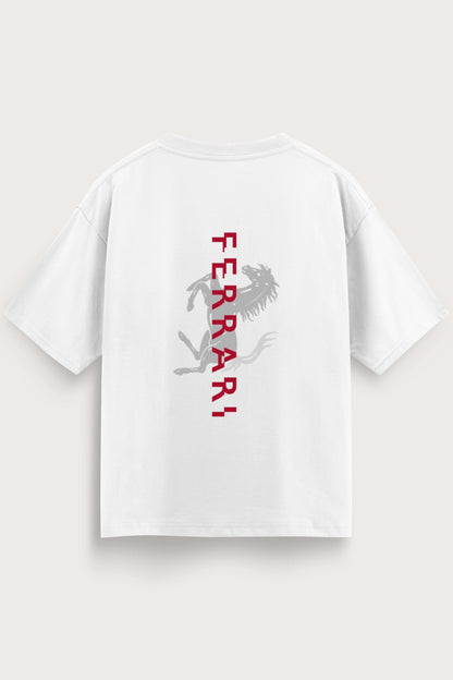 Men's White Ferrari Oversized T-Shirt