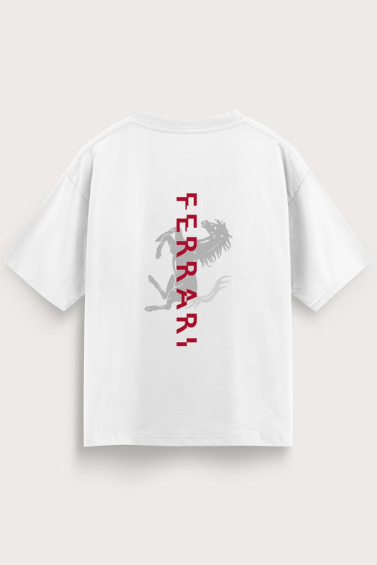 Men's White Ferrari Oversized T-Shirt