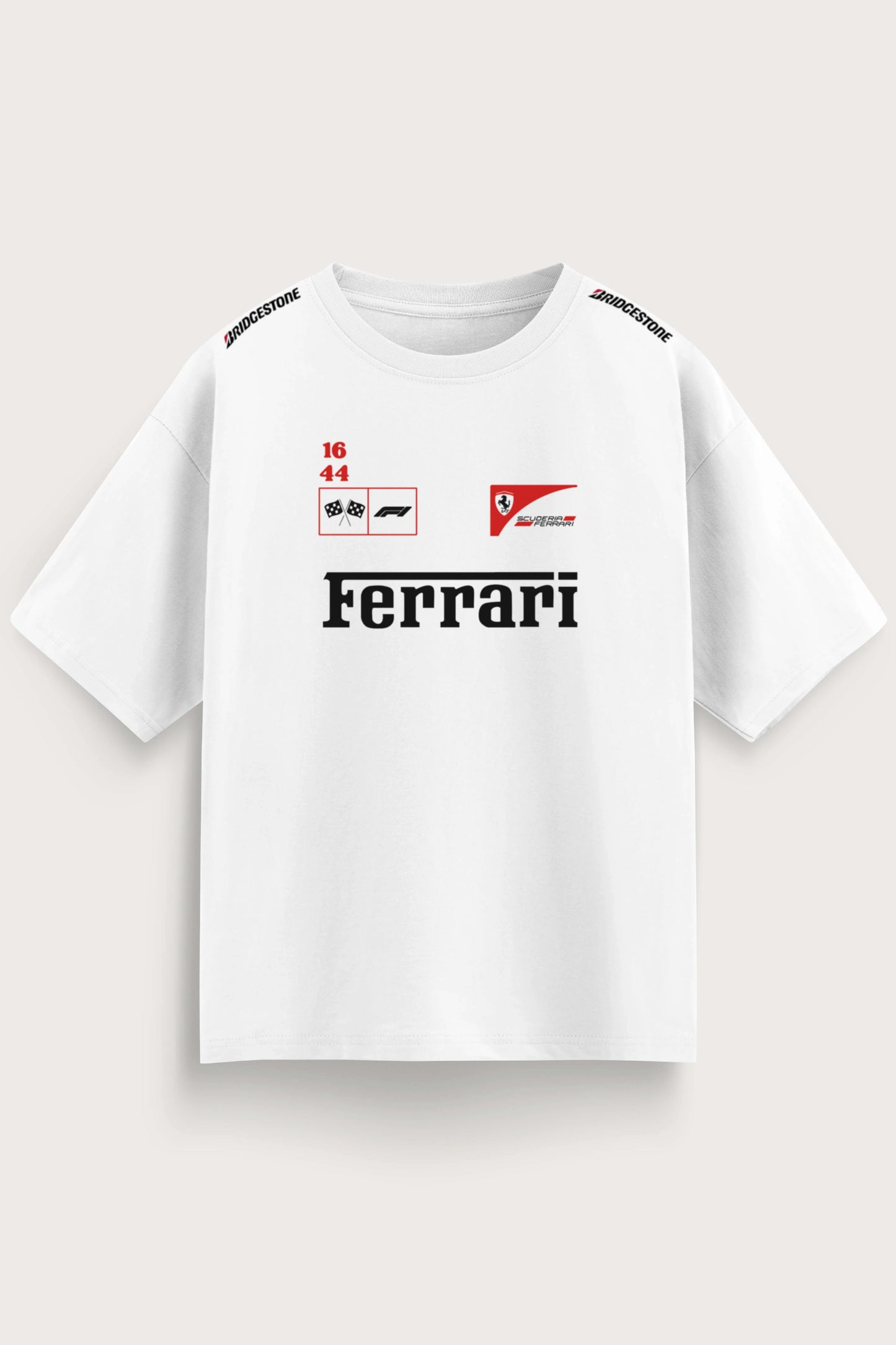 Men's White Ferrari Oversized T-Shirt