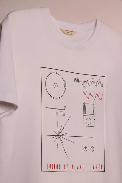 Men's White Sounds of Earth Oversized T-Shirt