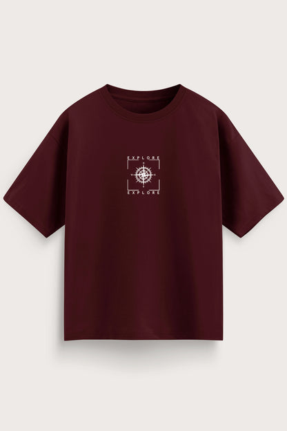 Men's Wine Explore Oversized T-Shirt