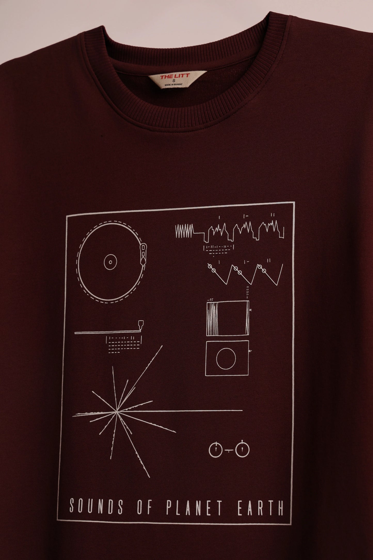 Men's Wine Sounds of Planet Earth Oversized T-Shirt