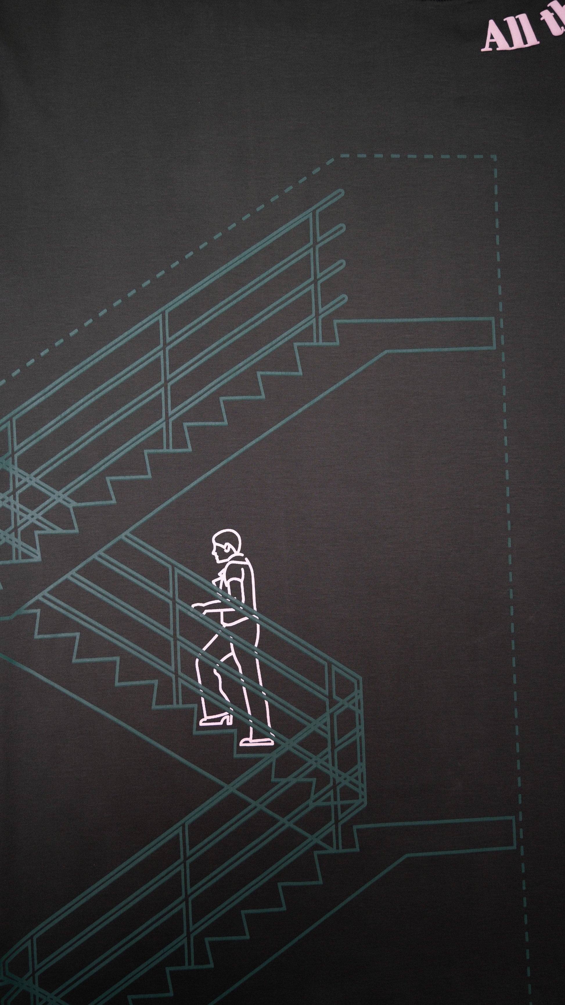 Stylstpls men's trendy streetwear t-shirt featuring a unique staircase graphic design