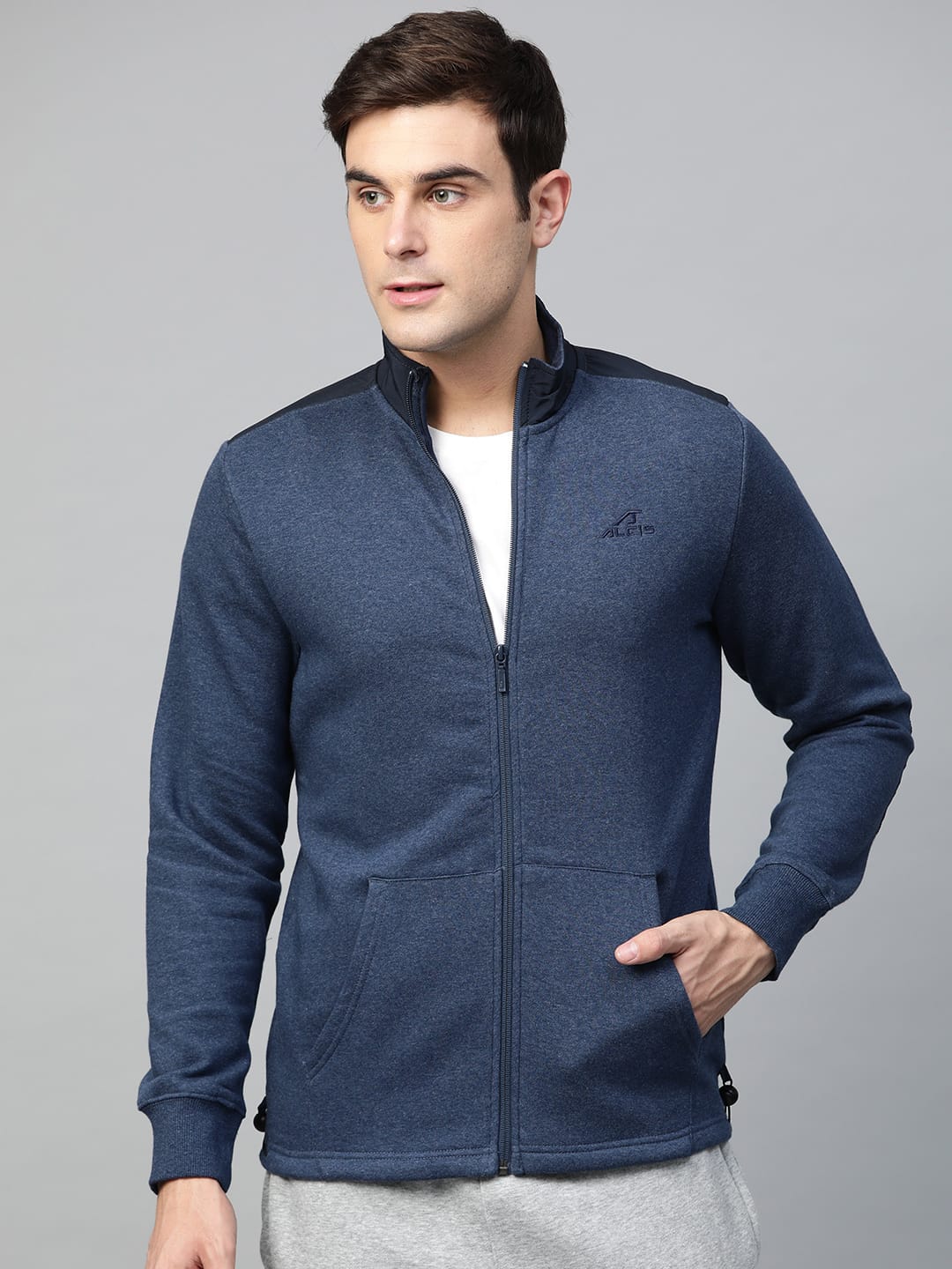 Alcis Men Navy Blue Solid Sporty Jacket