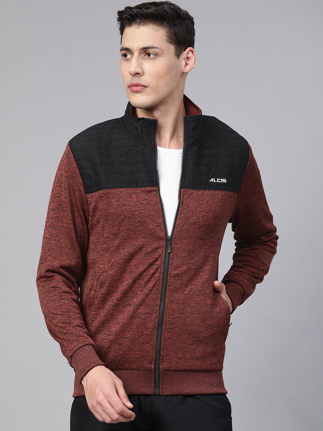 Alcis Men Rust Orange  Black Colourblocked Training Jacket