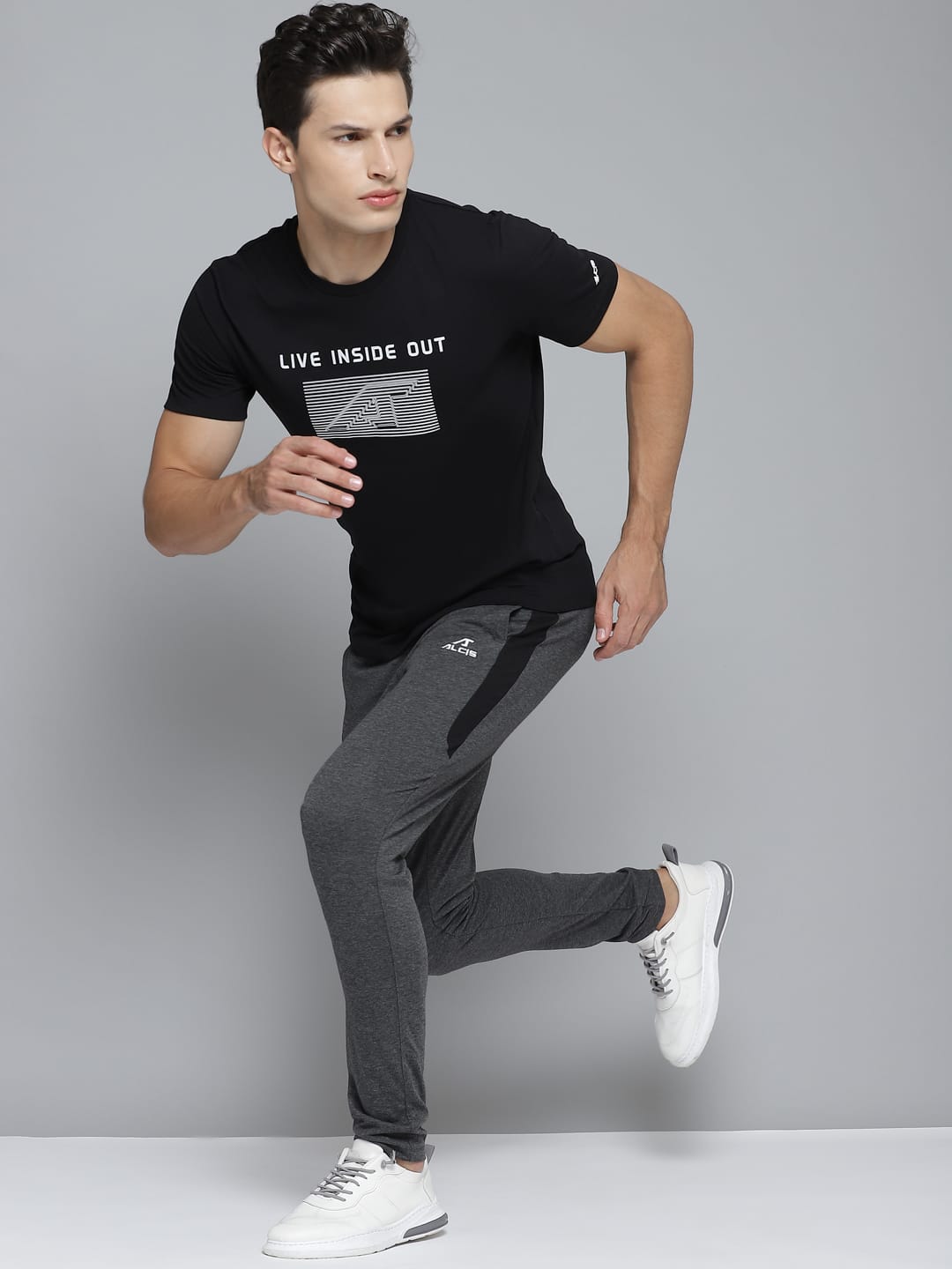 Alcis Men Solid Charcoal Track Pants