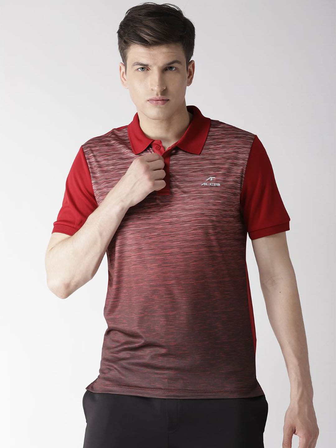 Alcis Men Maroon Printed Polo Collar T-shirt