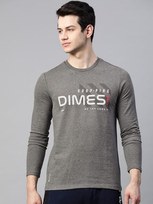 Alcis Men Charcoal Grey & White Printed Outdoor Sweatshirt