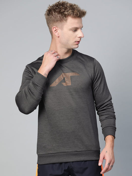Alcis Men Charcoal Grey Brand Logo Print Sweatshirt