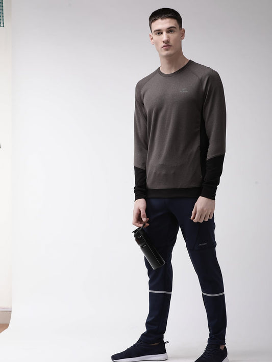 Alcis Men Charcoal Grey Solid Training Sweatshirt