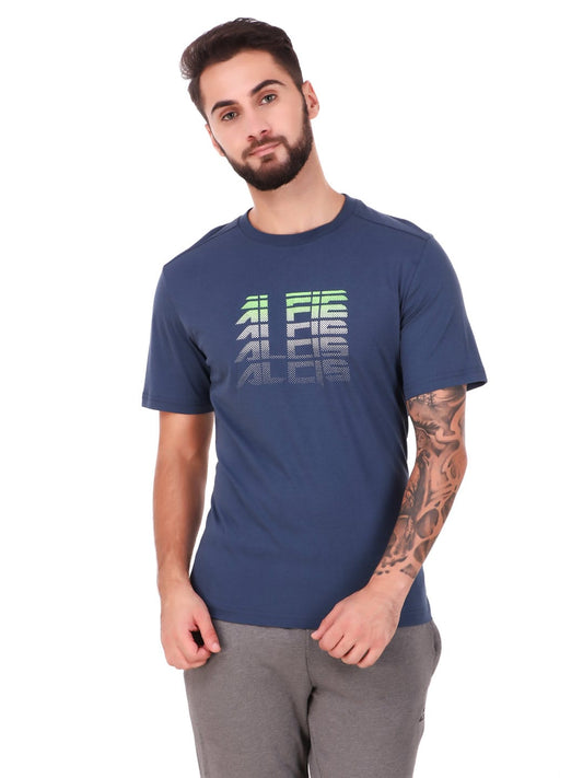Alcis Men Solid Navy Blue Tshirts