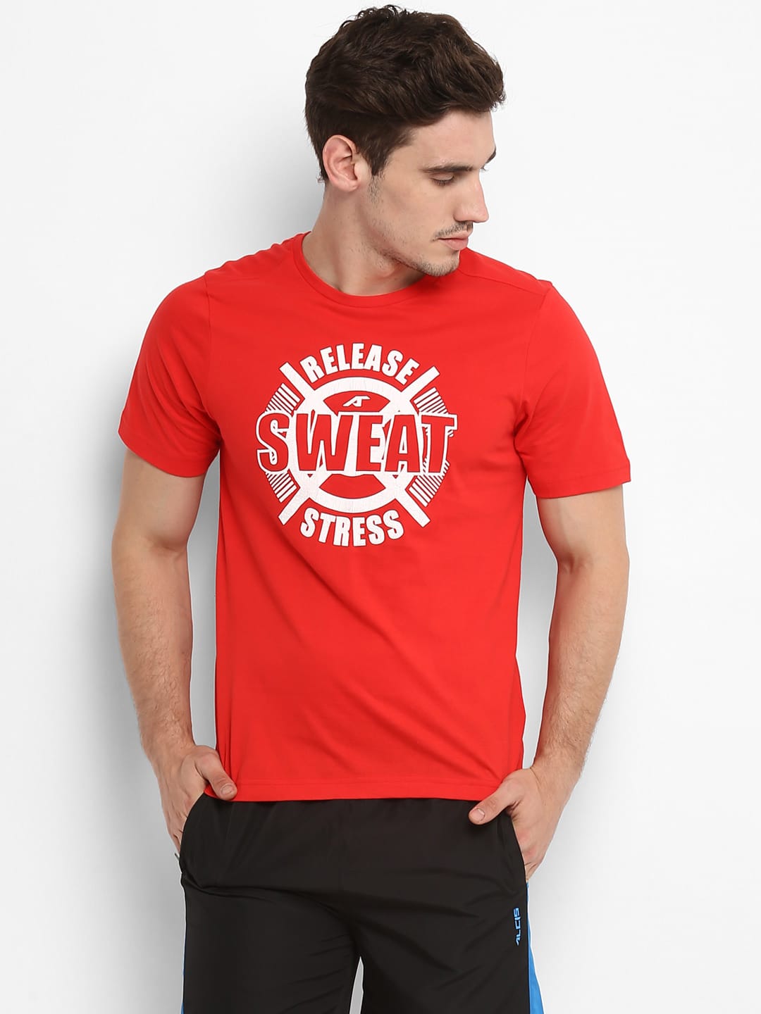 Alcis Men Red Printed Round Neck T-shirt