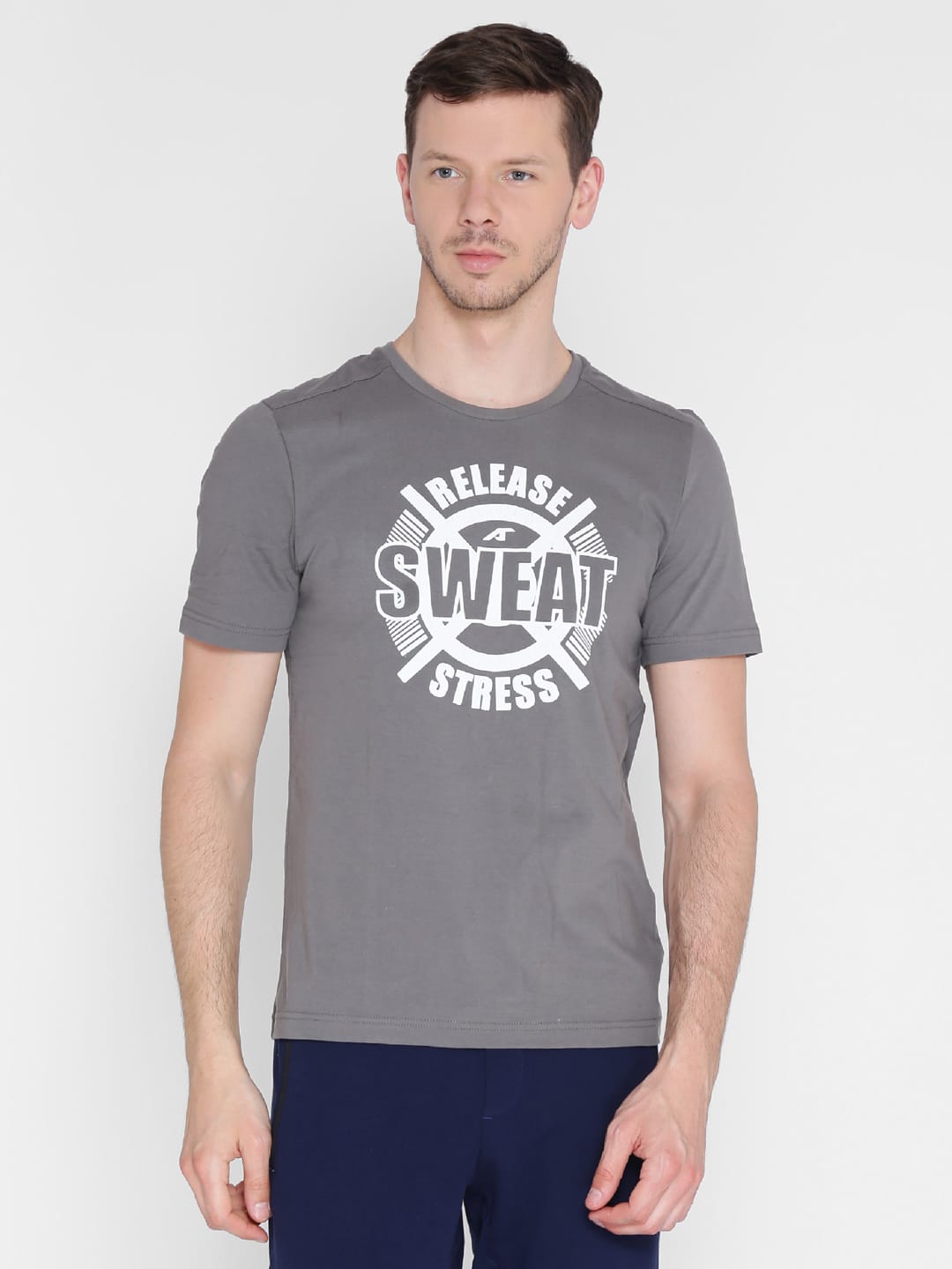 Alcis Men Printed Grey Tshirts