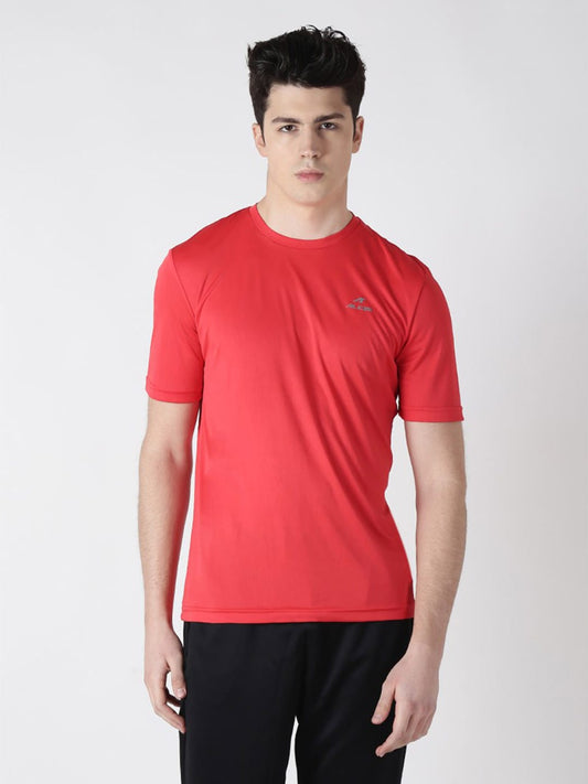 Alcis Men Red Solid Round Neck T-shirt