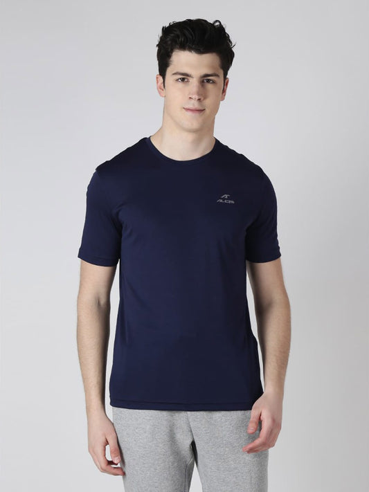 Alcis Men Navy Blue Running Round Neck Wonder T-Shirt