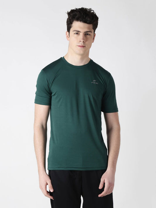Alcis Men Green Solid Round Neck T-shirt