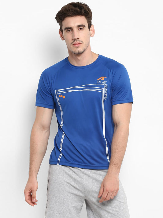 Alcis Mens Printed Blue T-Shirt MTE8112