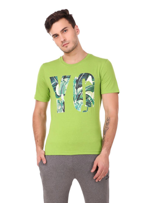 Alcis Men Green Printed Round Neck T-shirt
