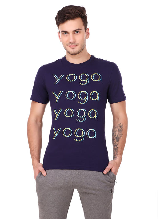 Alcis Men's Printed Navy Blue Tshirt