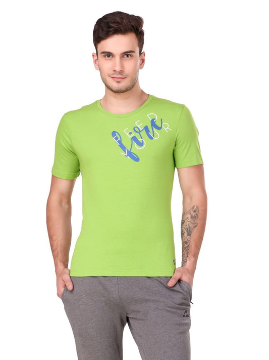 Alcis Men Green Printed Round Neck T-shirt