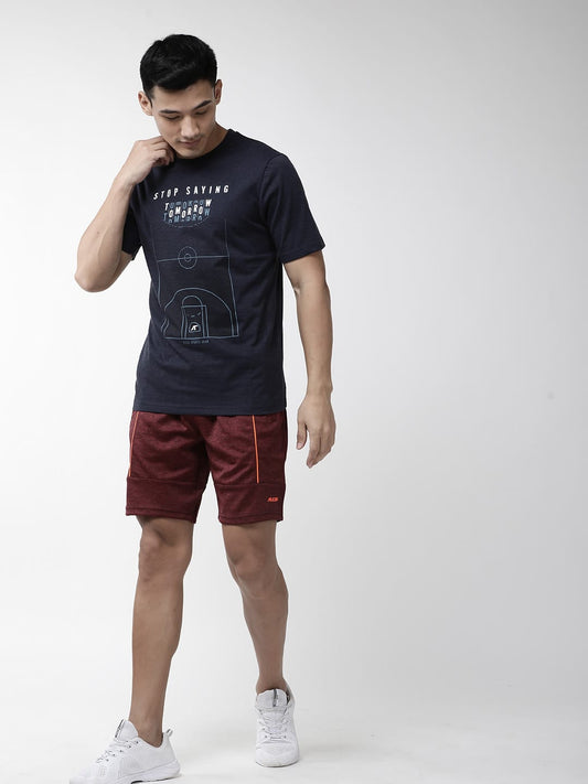 Alcis Men Navy Blue Printed Round Neck T-shirt