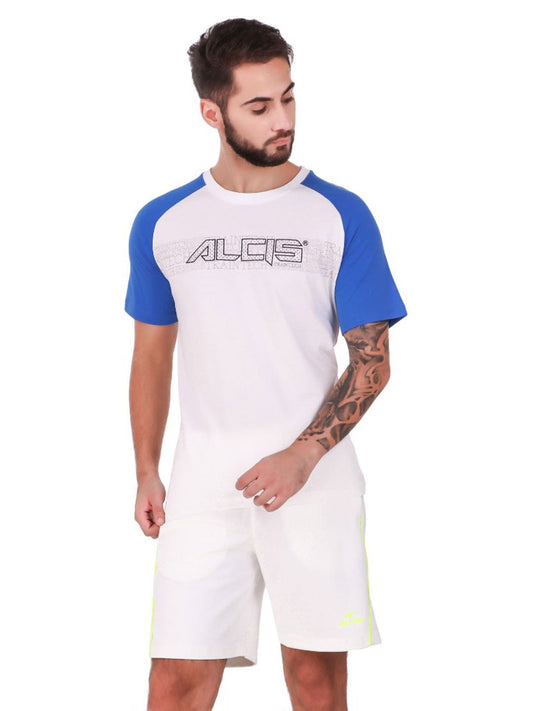 Alcis Men White Printed Round Neck Training T-shirt