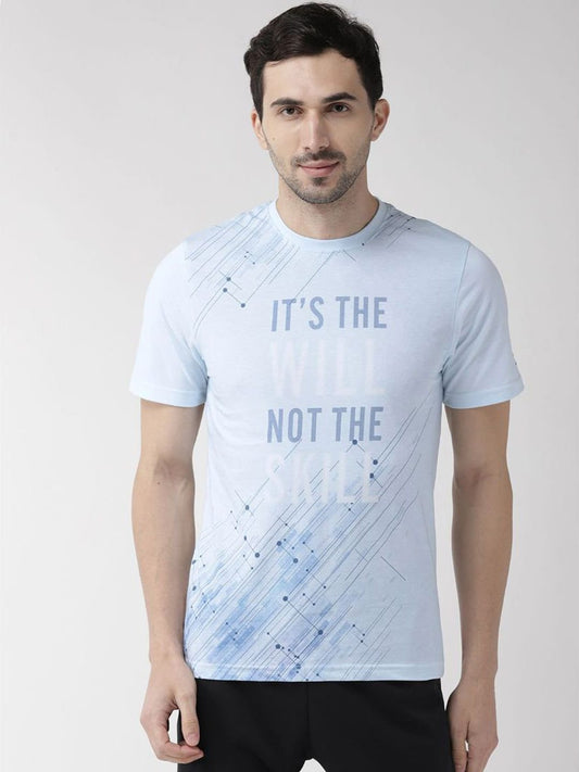 Alcis Men Blue Printed Round Neck T-shirt
