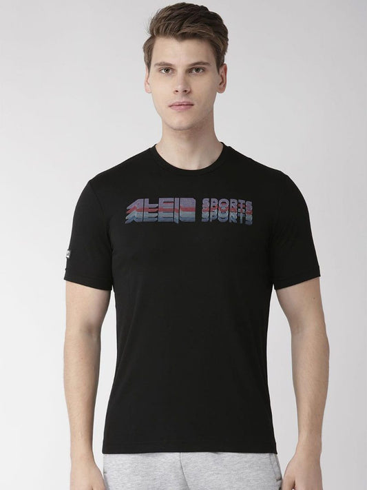 Alcis Men Black Printed Detail T-shirt