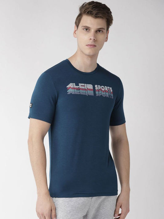 Alcis Men Navy Blue Printed Detail Round Neck T-shirt