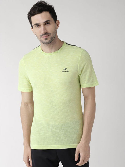 Alcis Men Green Solid Round Neck T-shirt