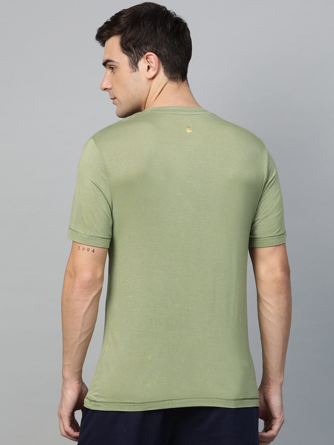 Alcis Men Olive Green Printed Round Neck T-shirt