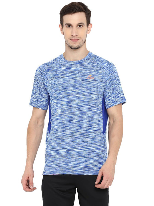 Alcis Men Blue  White Self Design Round Neck Training T-shirt