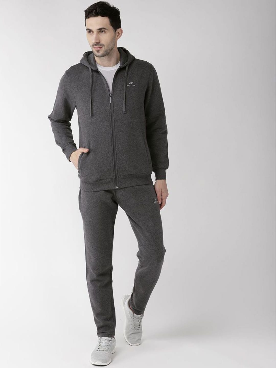 Alcis Men Charcoal Grey Solid Tracksuit