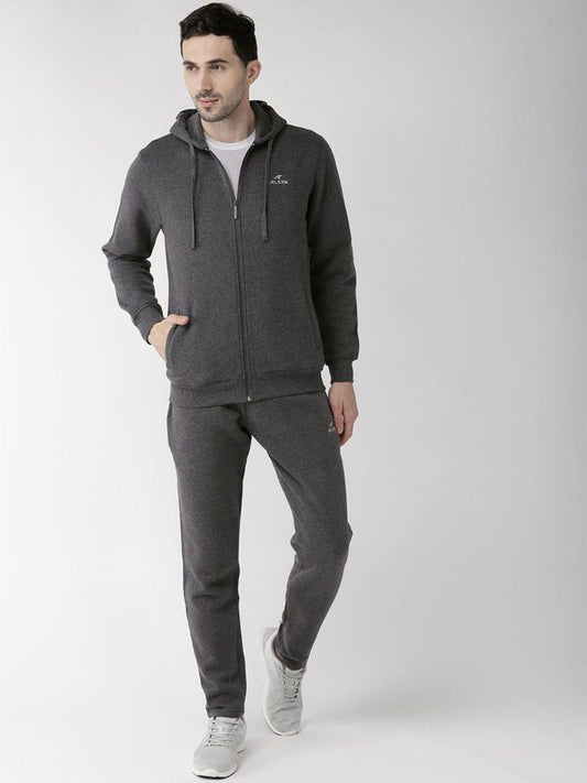 Alcis Men Charcoal Grey Solid Tracksuit